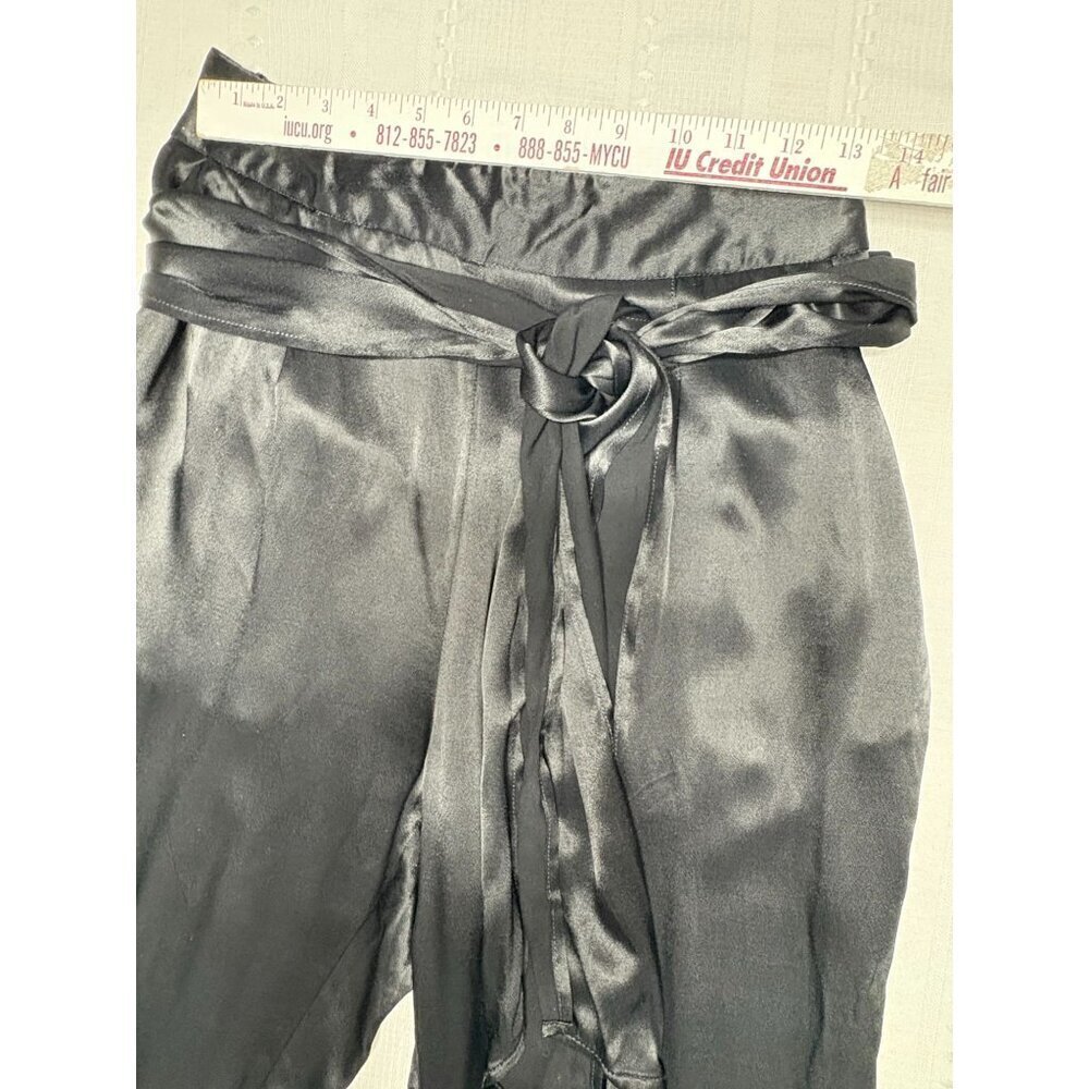 Anthropologie Ettitwa Size 6  lack High-Waisted Tie-Waist Pants Viscose Career - Picture 4 of 10